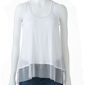 Jennifer Lopez White Mesh Gold Trim High Low Tank Size Large